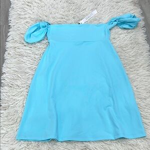 Susana Monaco Vista Light Blue Babydoll Puff Sleeve Mini Dress